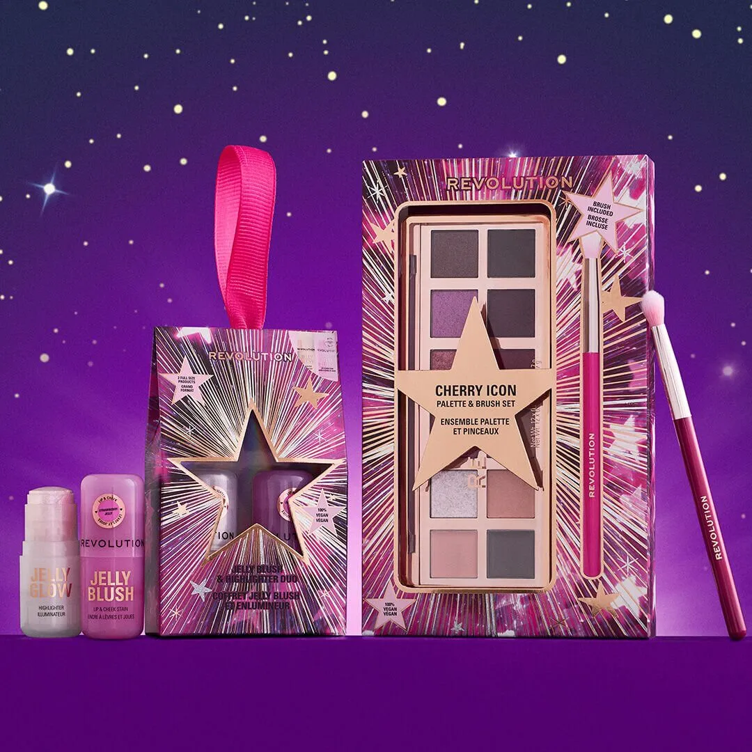 Revolution Cherry Icon coffret palette fards + pinceau 9 teintes