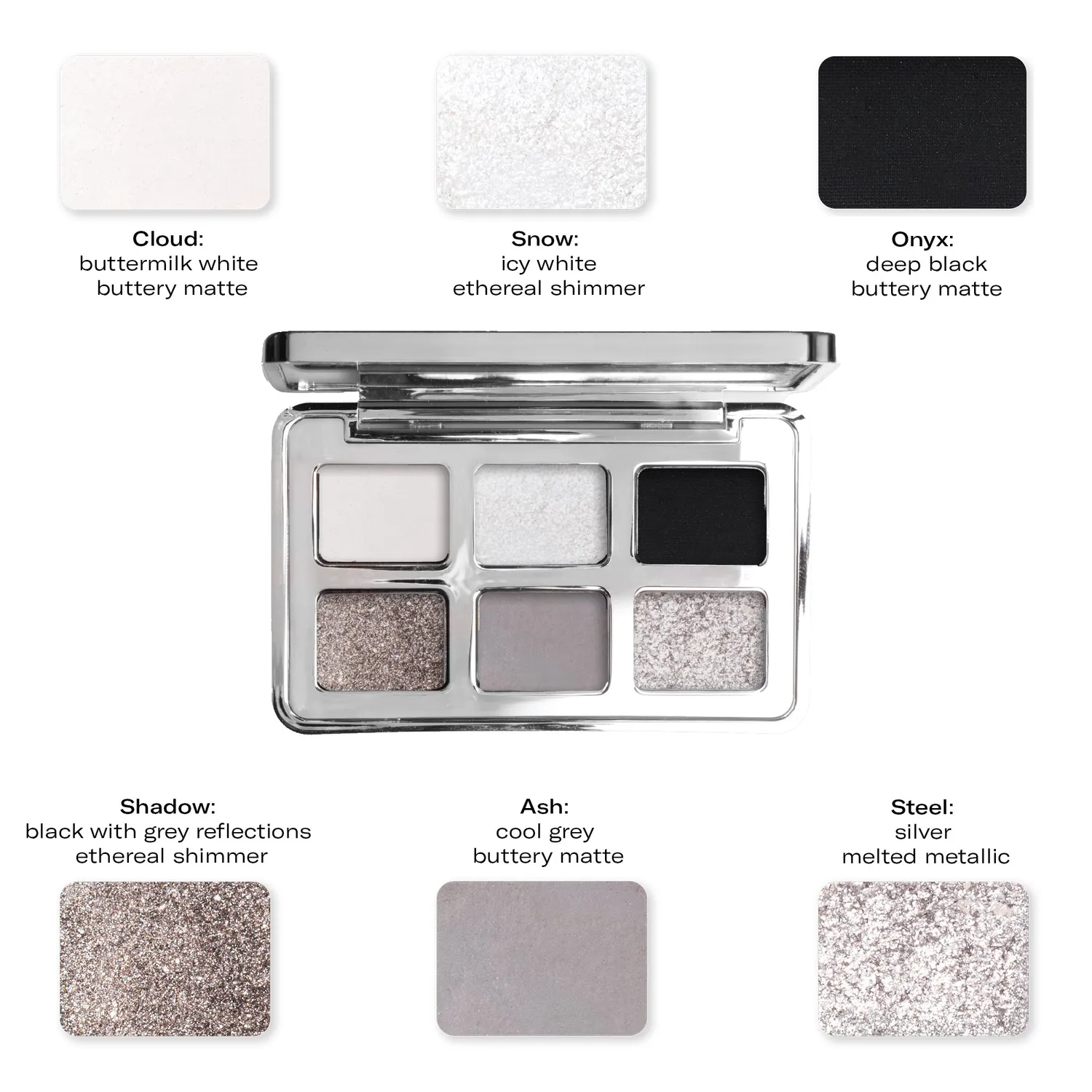 Mesauda Colour Theory 105 palette fards paupières Obsidian Veil gris froid