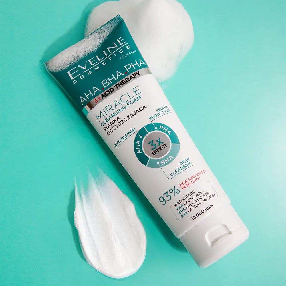 Eveline 3x Acid Therapy mousse nettoyante visage AHA BHA