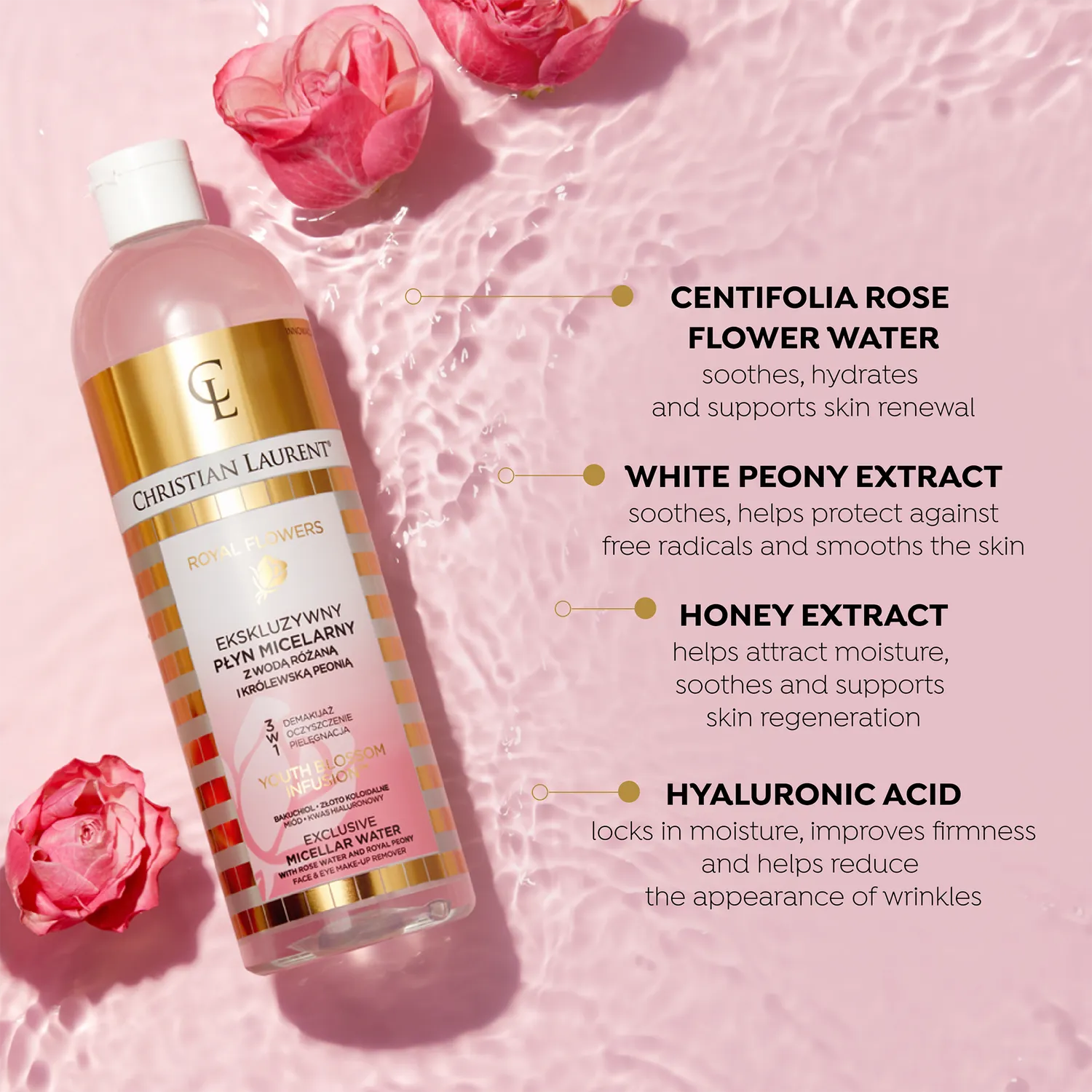 Eveline Christian Laurent eau micellaire rose  pivoine
