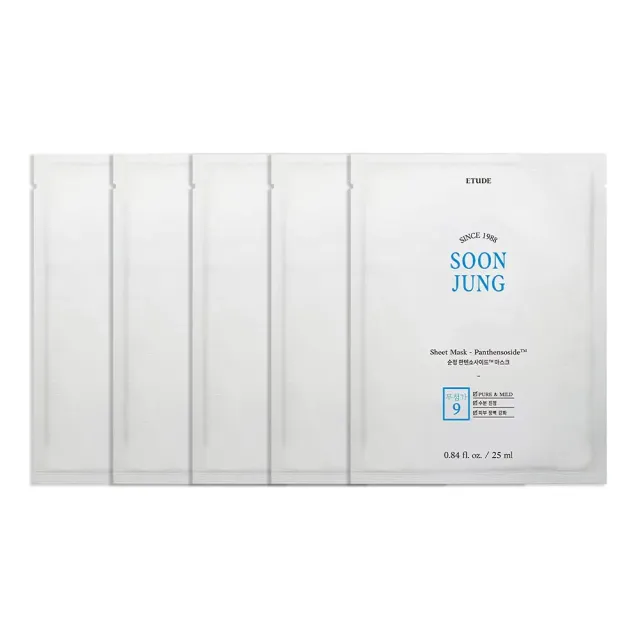 Etude House Soonjung Panthensoside masque tissu 5 pièces peau sensible