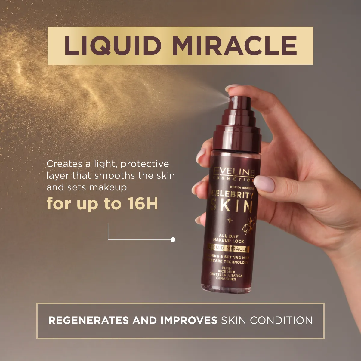 Eveline Celebrity Liquid Miracle brume fixatrice 16h vegan