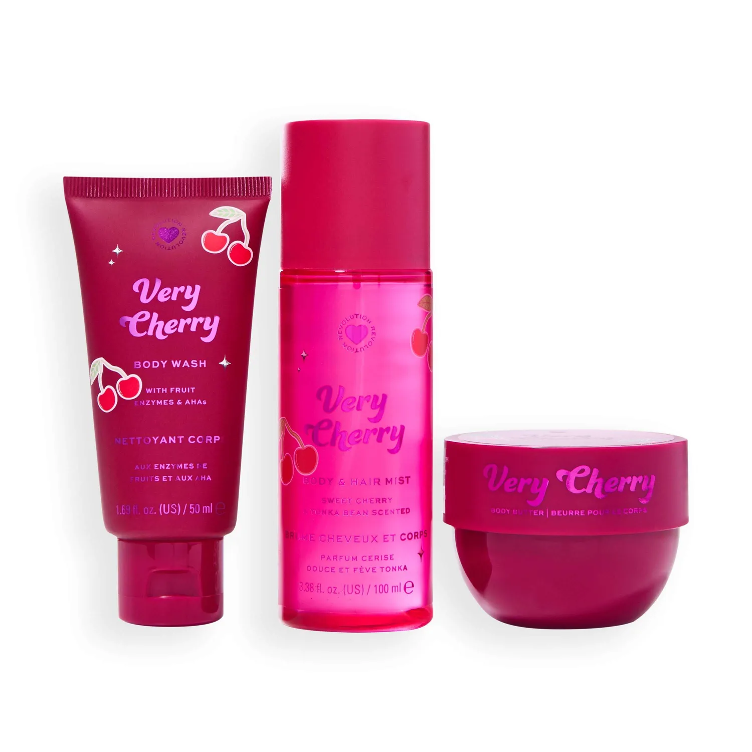 I Heart Revolution Very Cherry coffret corps cerise 3 pièces