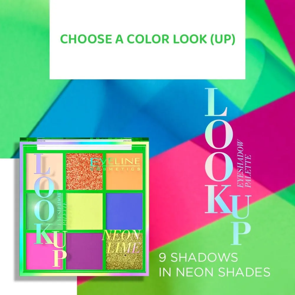Eveline Look Up palette fards paupières Neon Lime 9 teintes