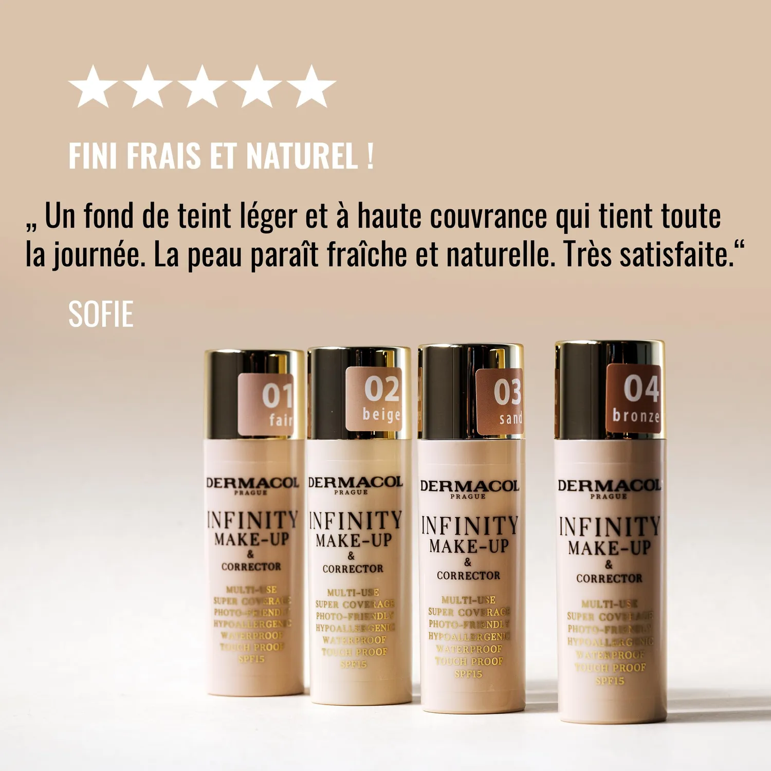 Dermacol Infinity fond de teint 2-en-1 n°01 couvrance totale