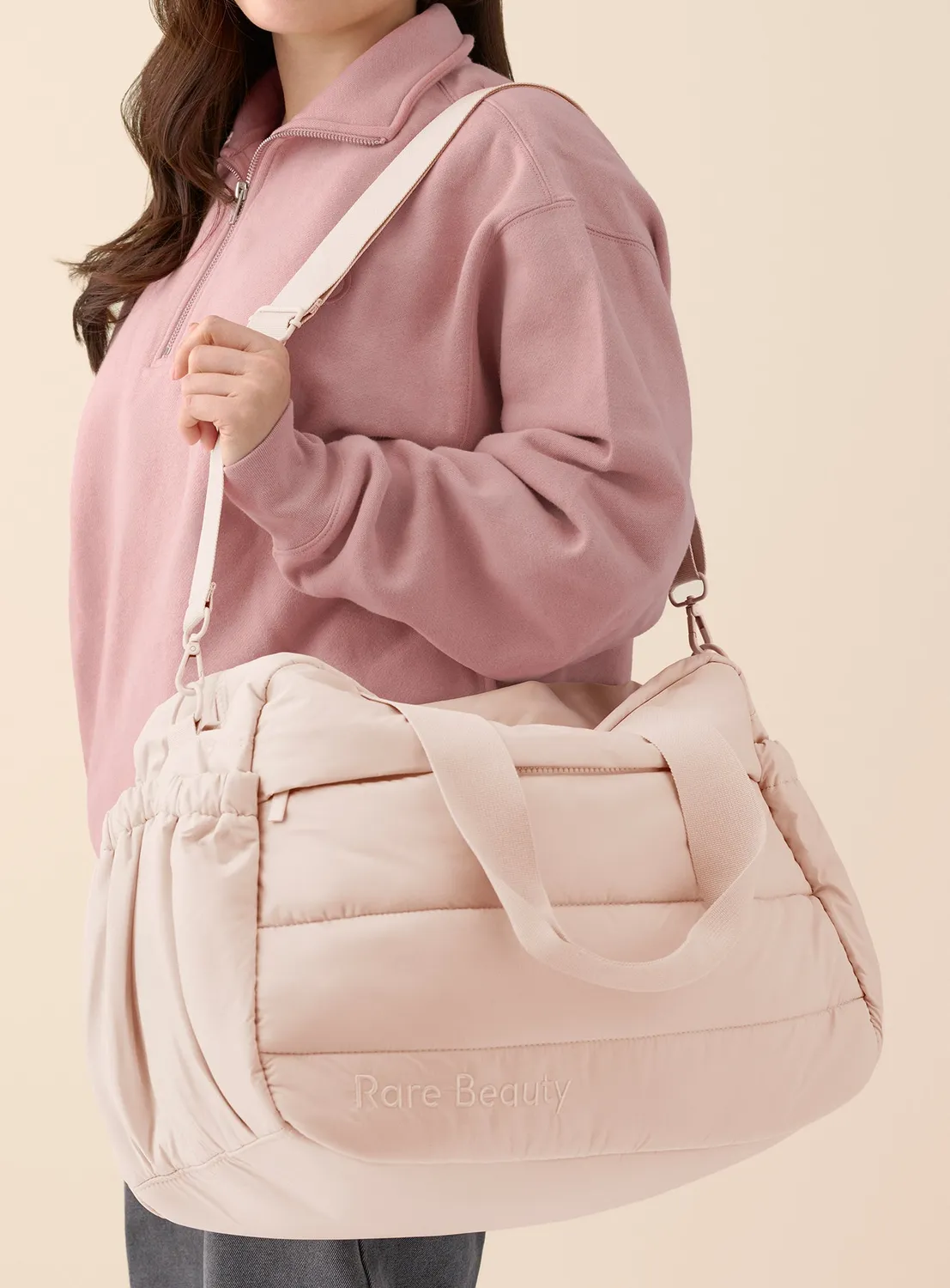 Rare Beauty Puffy Carryall Tote sac nylon rembourré