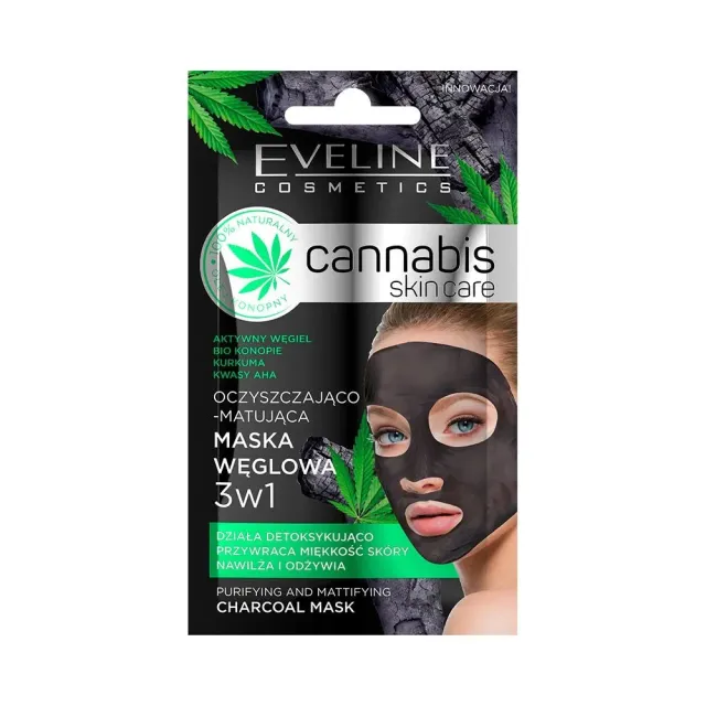 Eveline Cannabis Skin Care masque 3 en 1 charbon purifiant