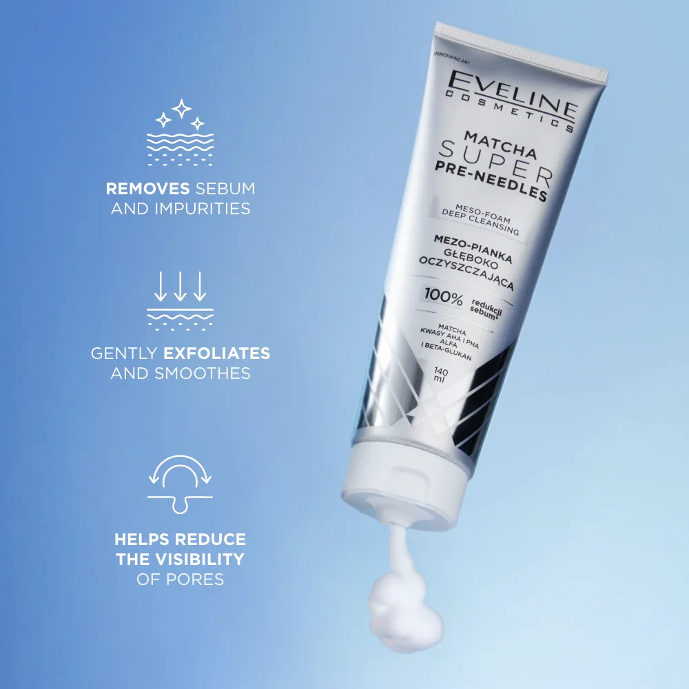 Eveline Cosmetics Super Needles mousse nettoyante matcha peau mate
