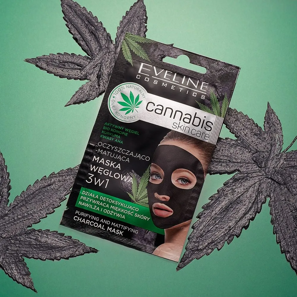 Eveline Cannabis masque visage charbon purifiant 3-en-1