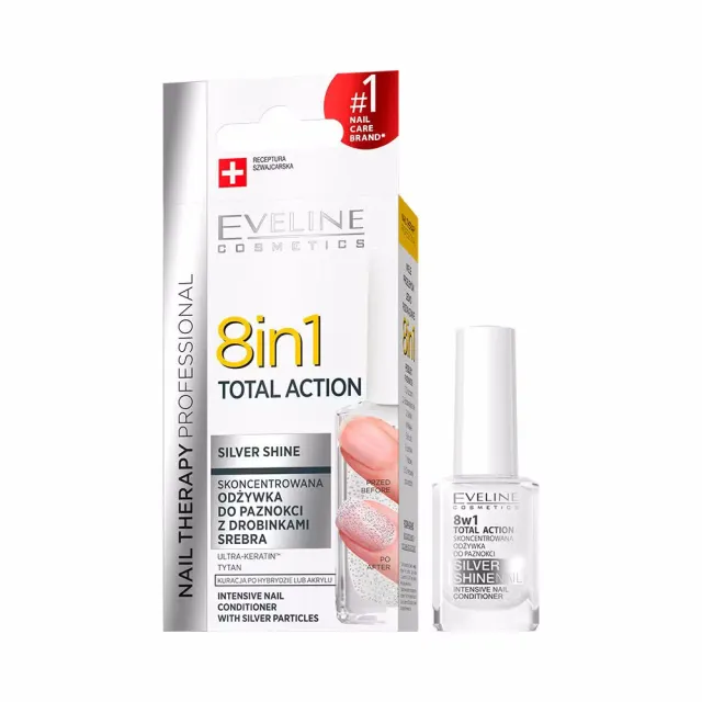 Eveline Nail Therapy soin ongles 8 en 1 particules argent