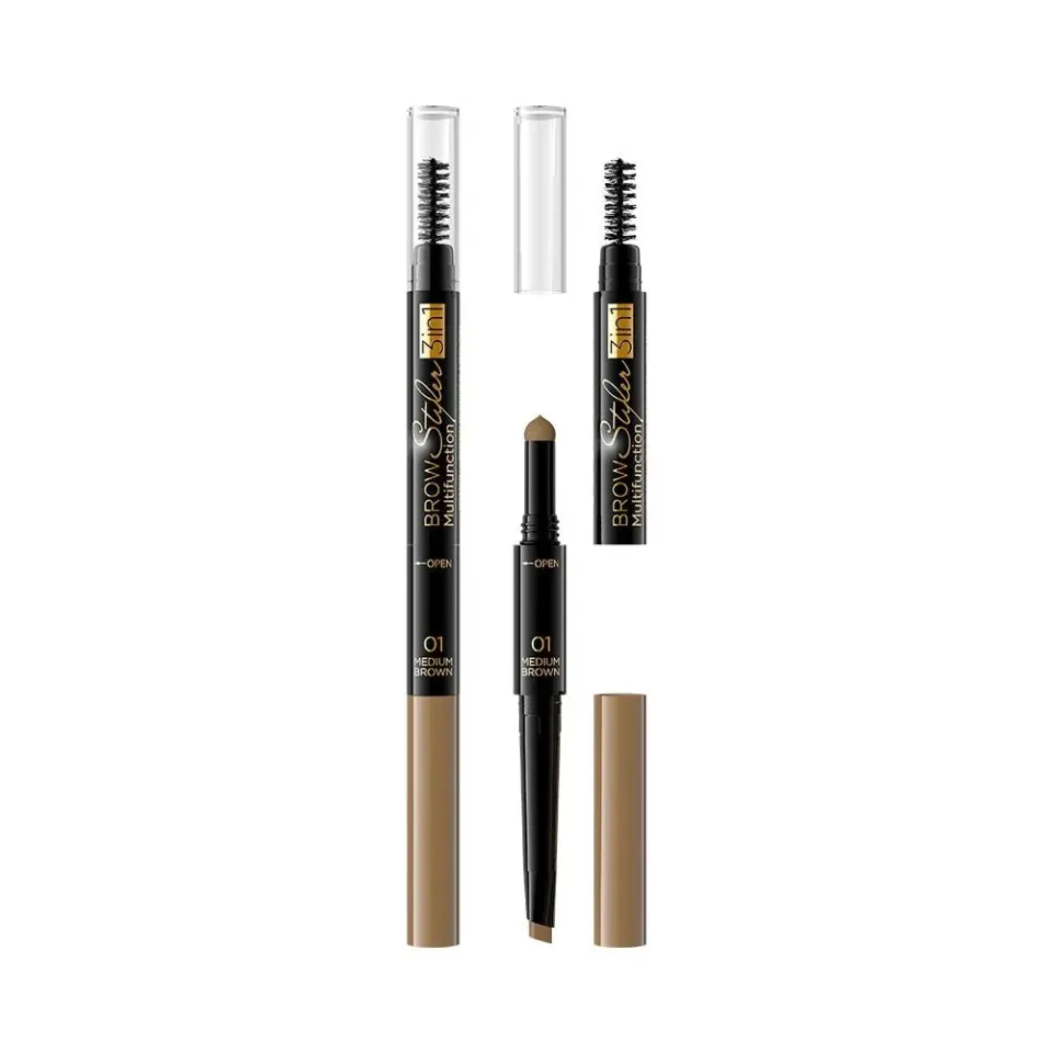 Eveline Brow Styler 3en1 crayon sourcils brun moyen 01
