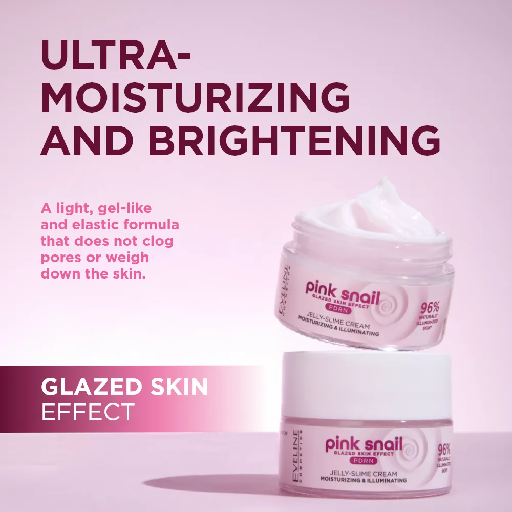 Eveline Pink Snail Jelly Slime crème visage éclat hydratante