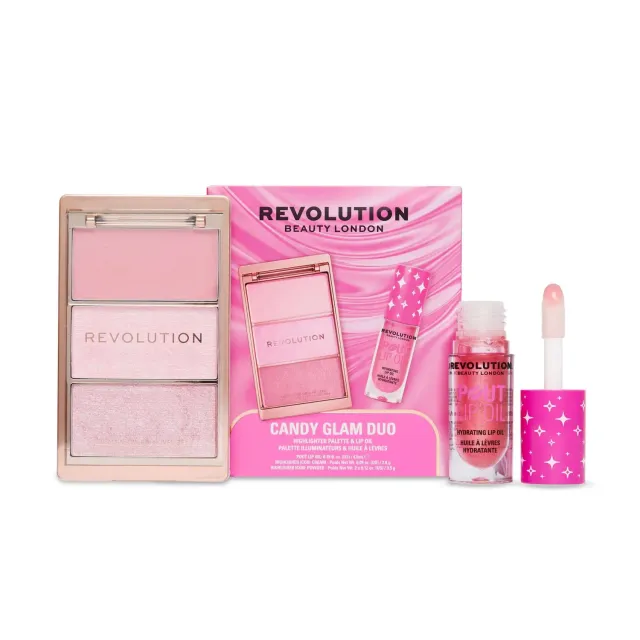 Revolution Candy Glam Lip Oil Highlight Duo coffret rose shimmer