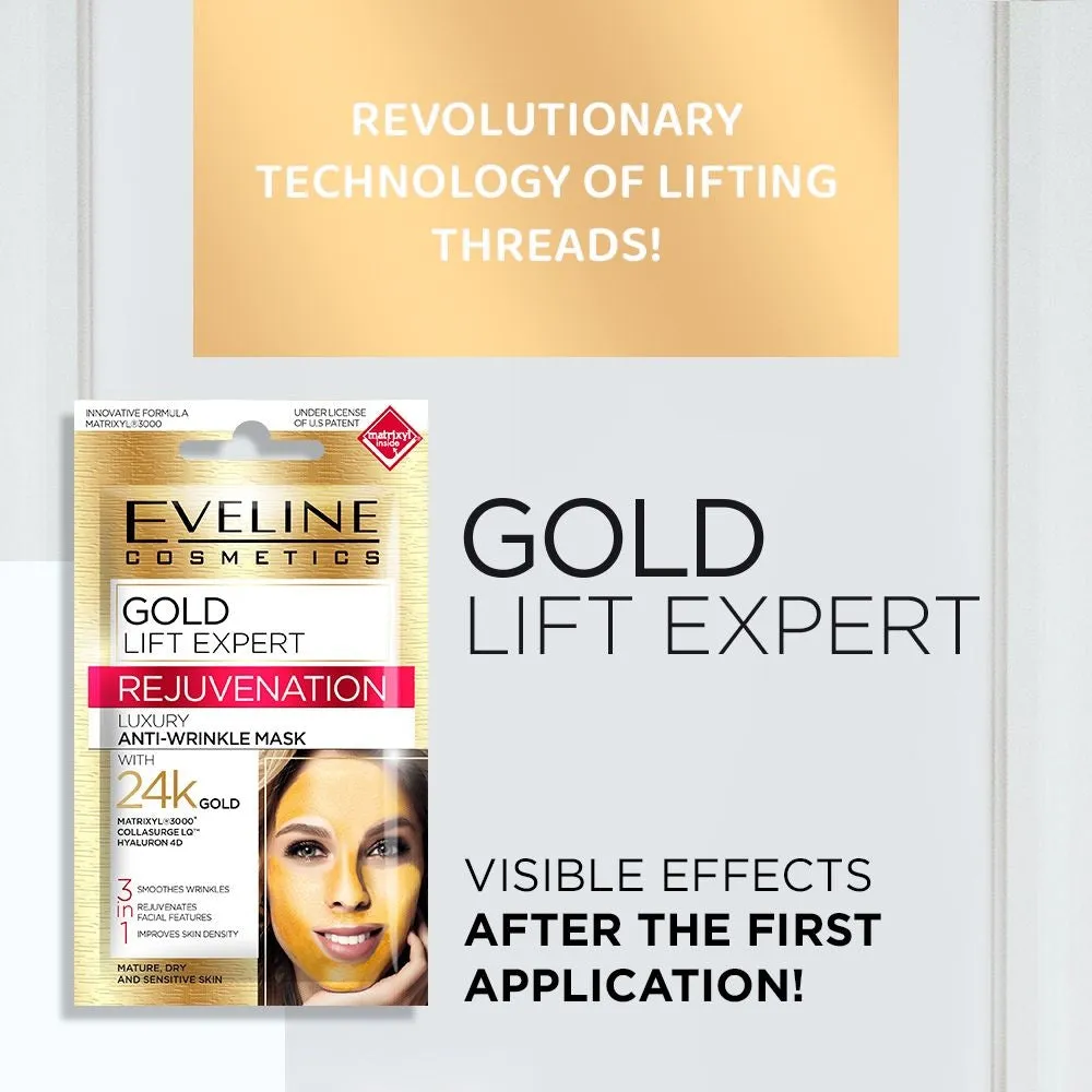 Eveline Cosmetics Gold Lift Expert masque visage anti-rides 3en1