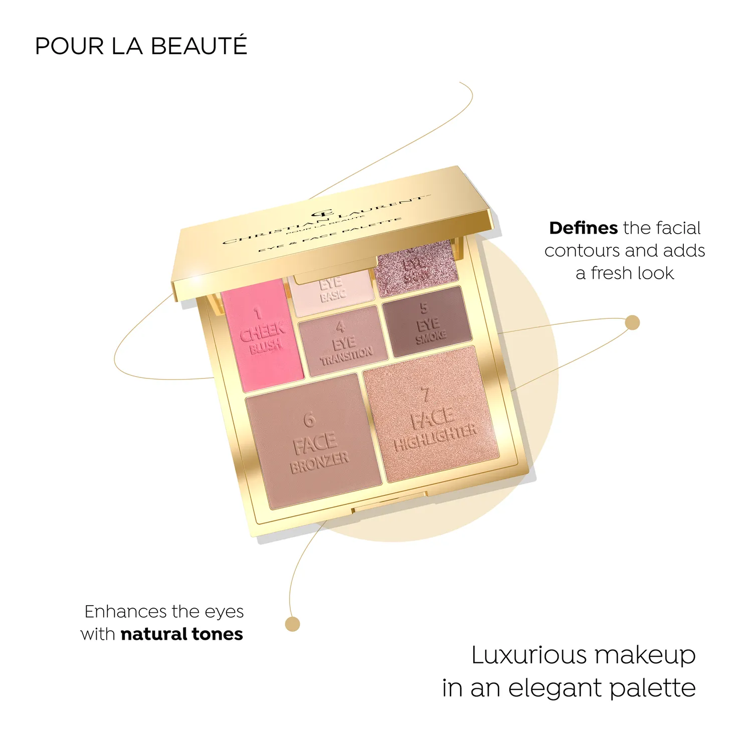 Eveline Cosmetics Christian Laurent palette maquillage dorée