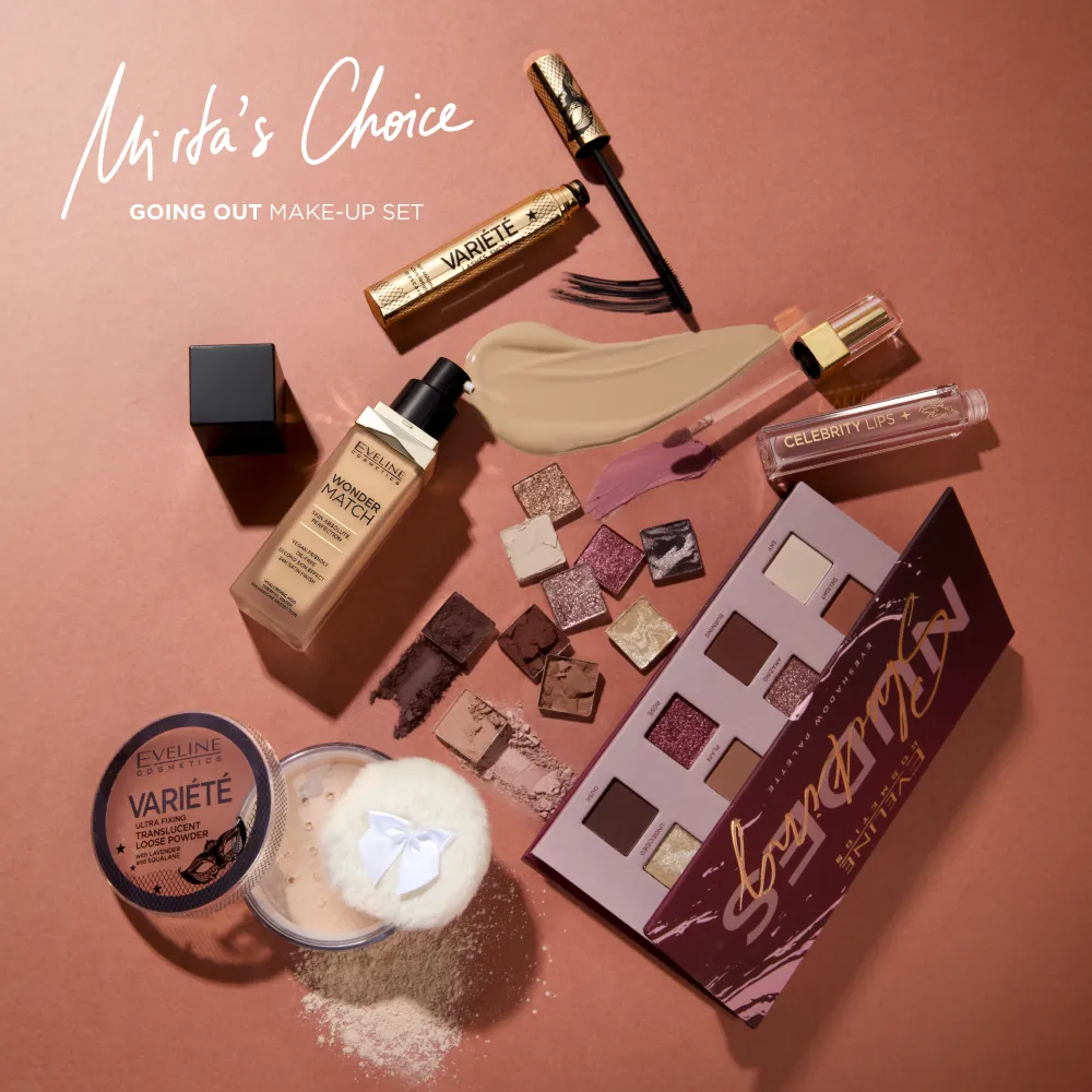 Eveline x Mirta Miler coffret maquillage soirée teint + lèvres