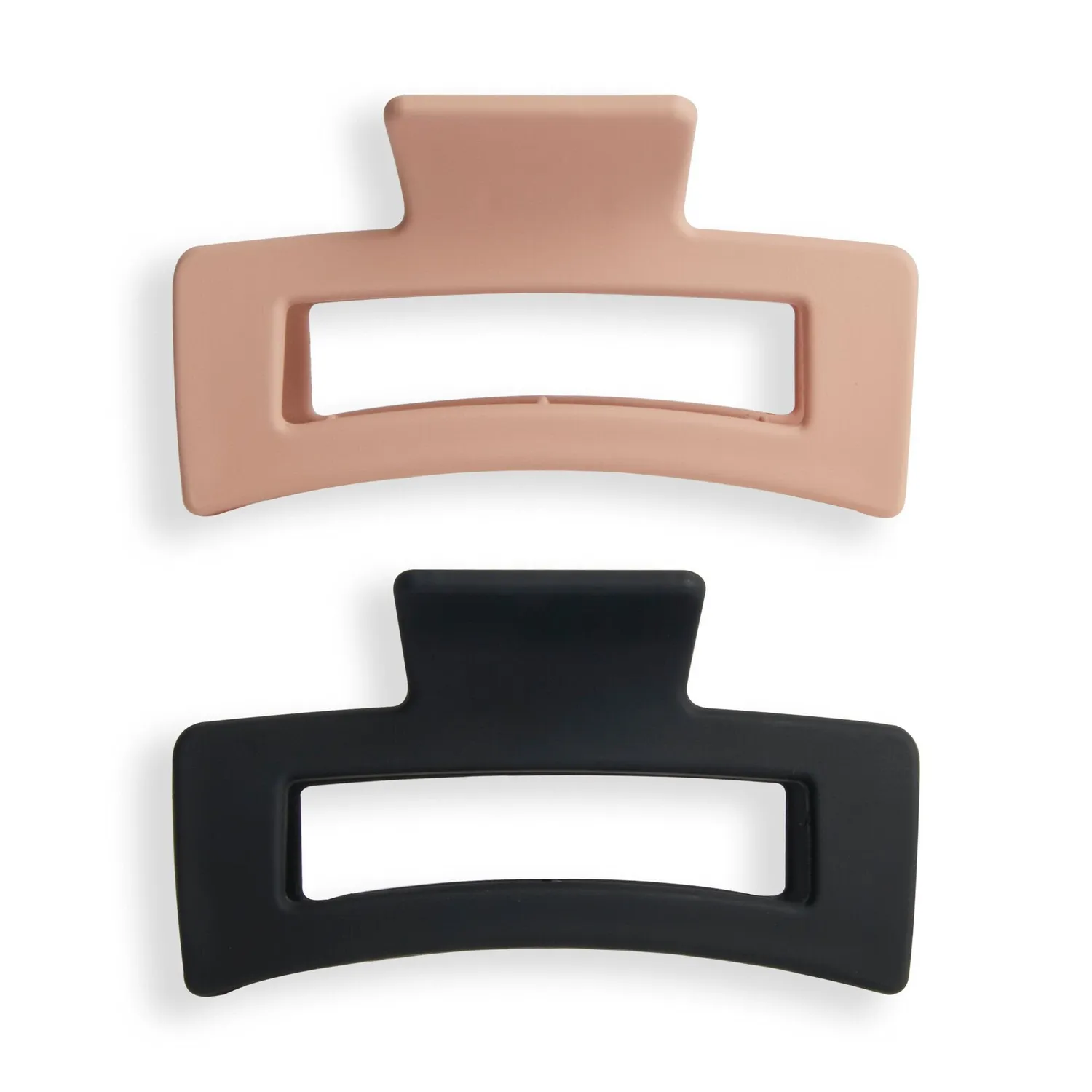 Revolution Rectangle Pince cheveux mate noir nude lot 2 antiglisse