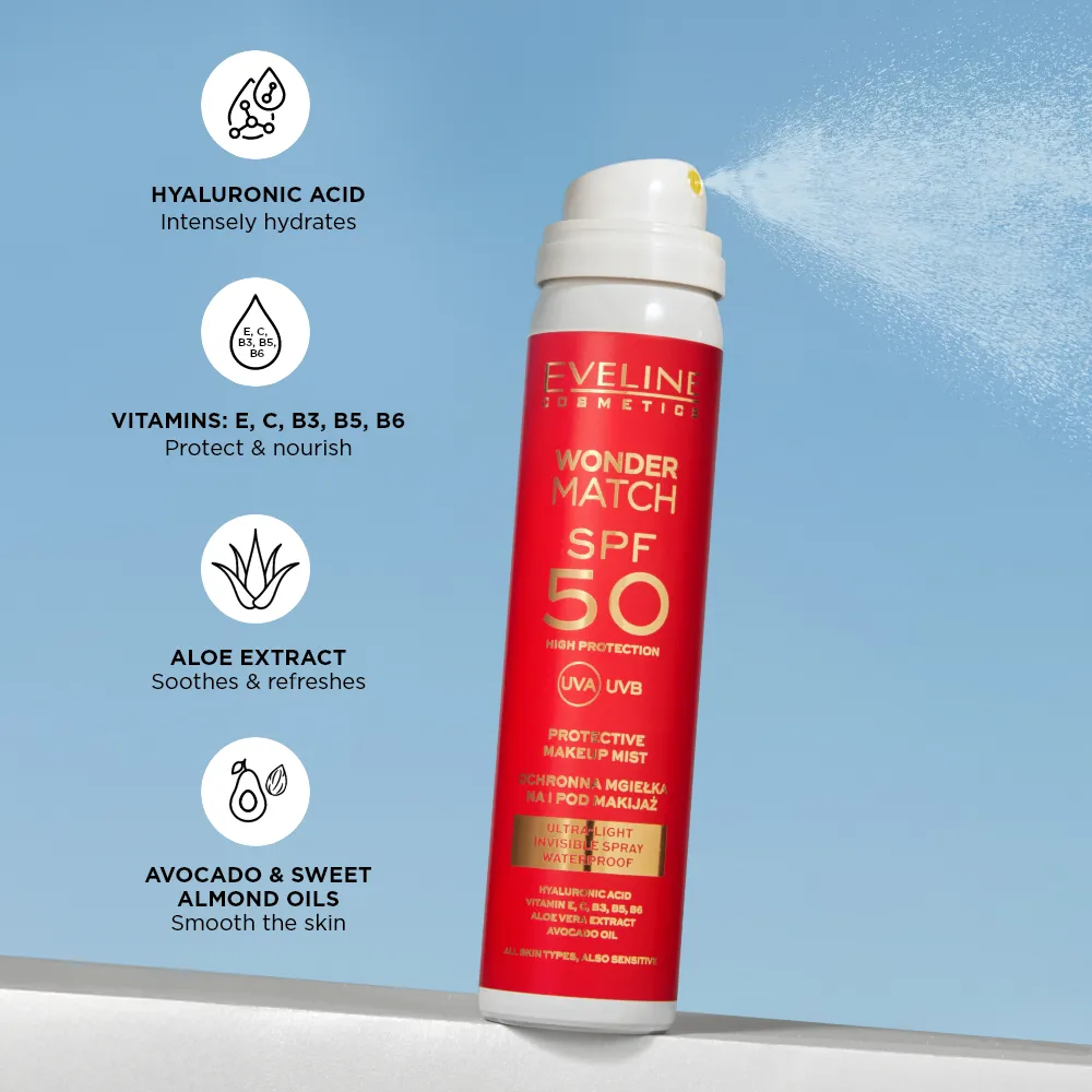Eveline Wonder Match brume visage SPF50 ultra-légère