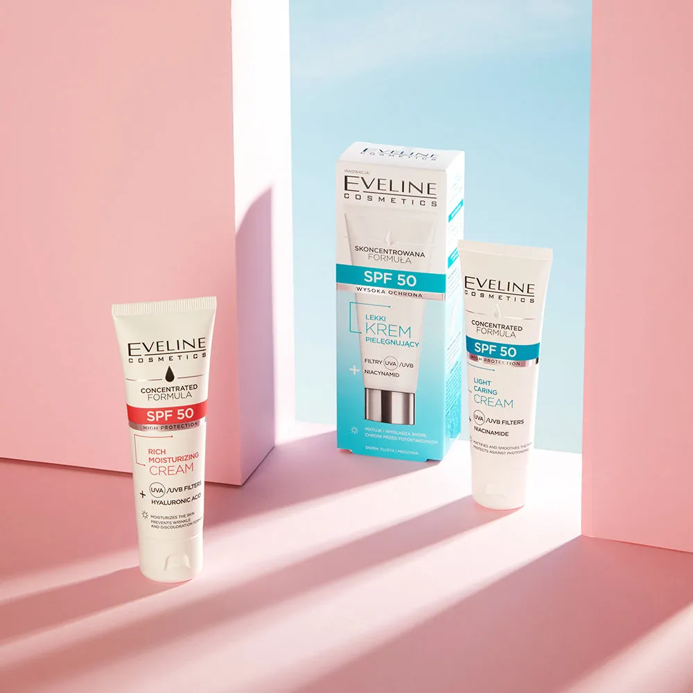 Eveline crème visage légère SPF50 peaux grasses fini satiné