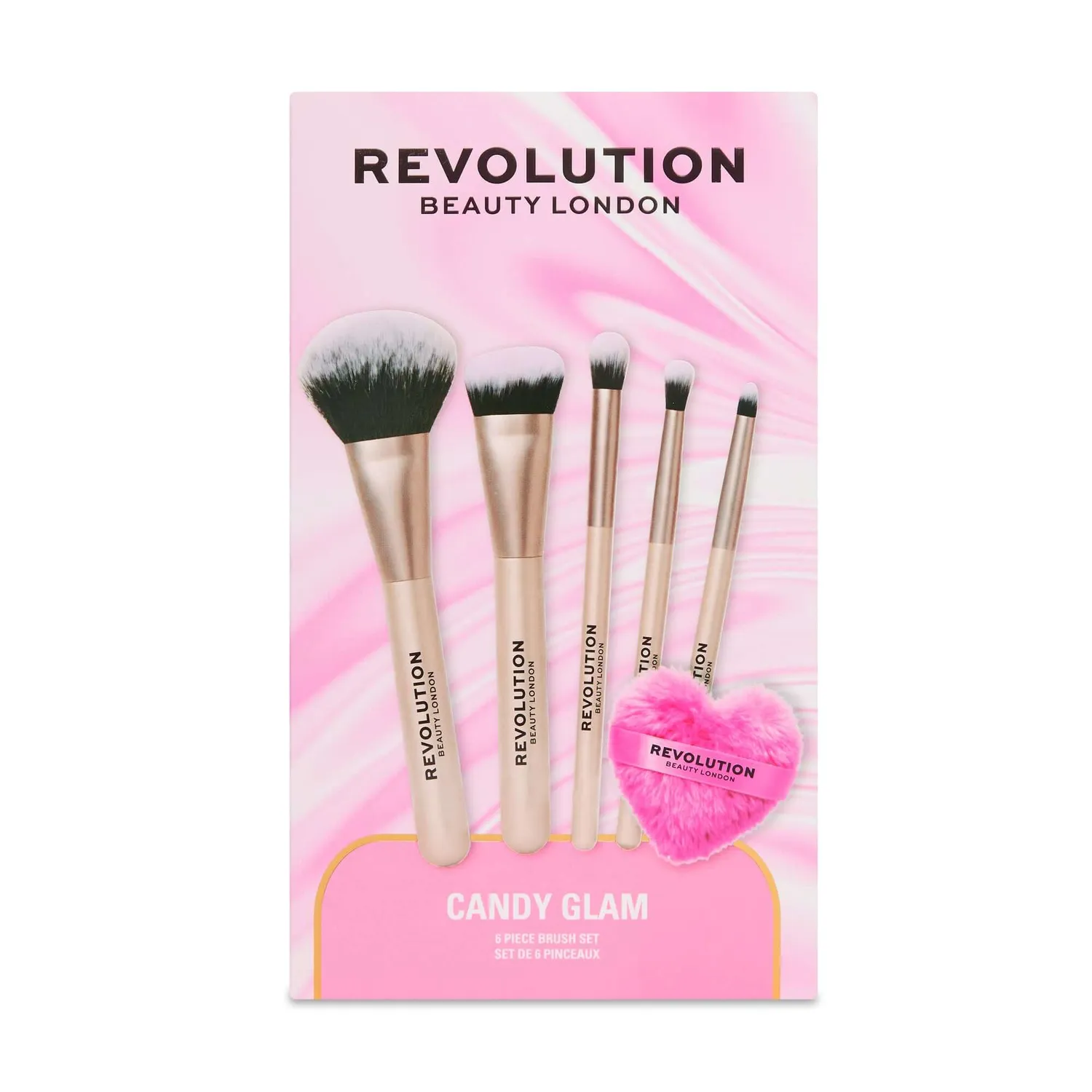 Revolution Candy Glam set 6 pinceaux teint yeux houppette