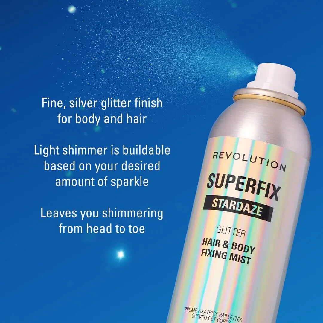 Revolution Superfix Glitter Shine spray paillettes corps cheveux