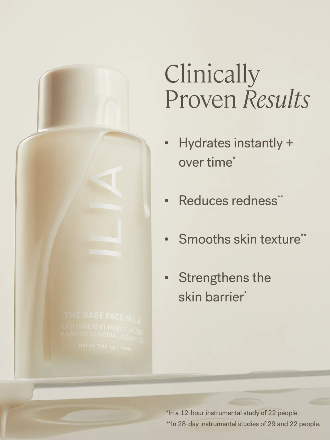 Ilia The Base Face Milk lait visage hydratant format classique