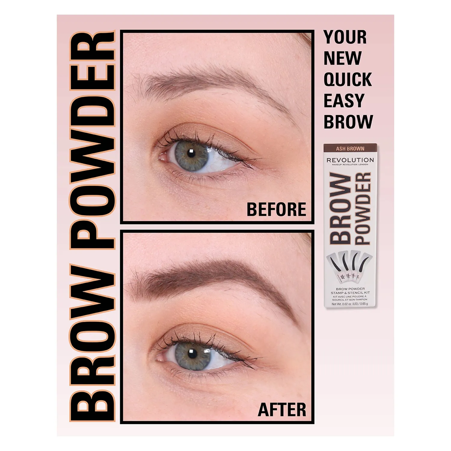 Revolution Stamp Go Brow Ash Brown poudre sourcils