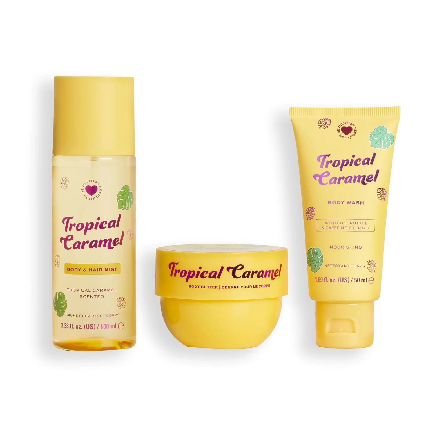 Revolution I Heart Tropical Caramel coffret corps 3 soins vanille