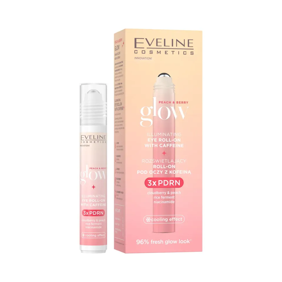 Eveline Peach & Berry Glow roll-on yeux éclat caféine anti-cernes