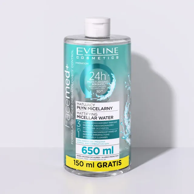 Eveline Facemed+ eau micellaire 3en1 matifiante peaux mixtes