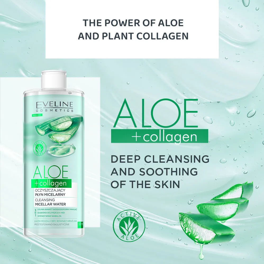 Eveline Cosmetics Aloe Collagen eau micellaire waterproof vegan