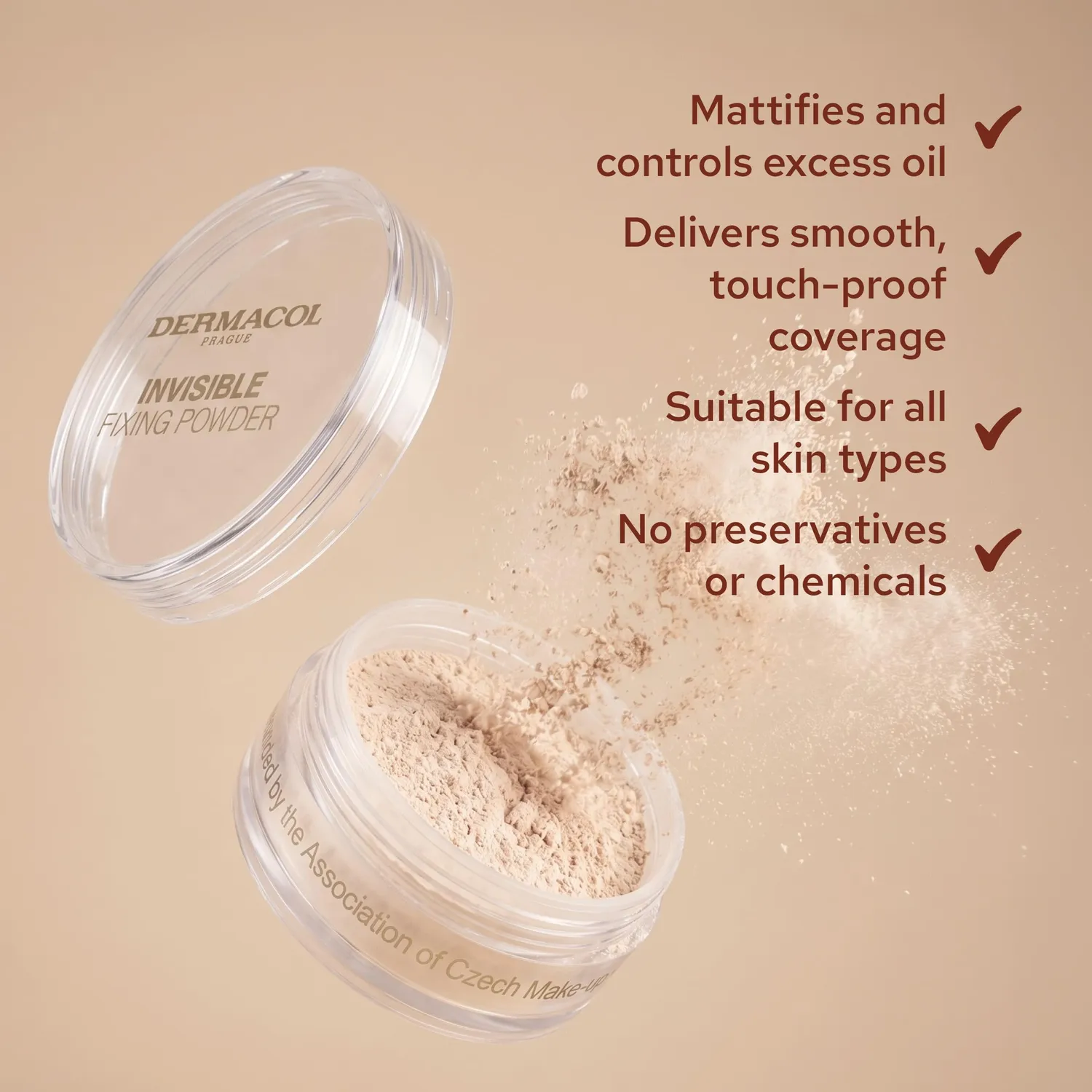 Dermacol Invisible Fixing poudre libre matifiante Natural