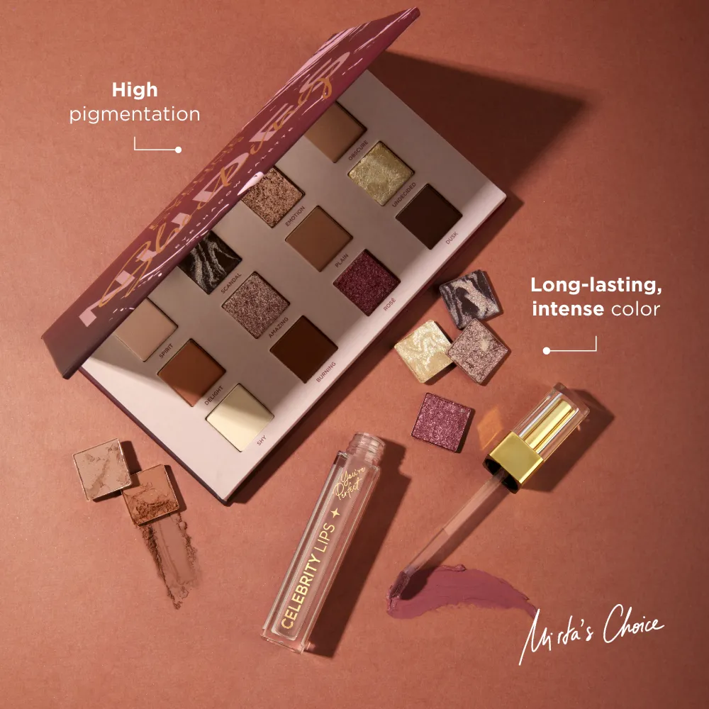 Eveline x Mirta Miler coffret maquillage soirée teint + lèvres