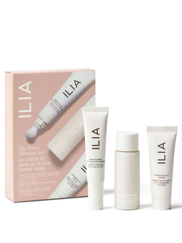 Ilia Travel Skincare coffret soin voyage 3 hydratants