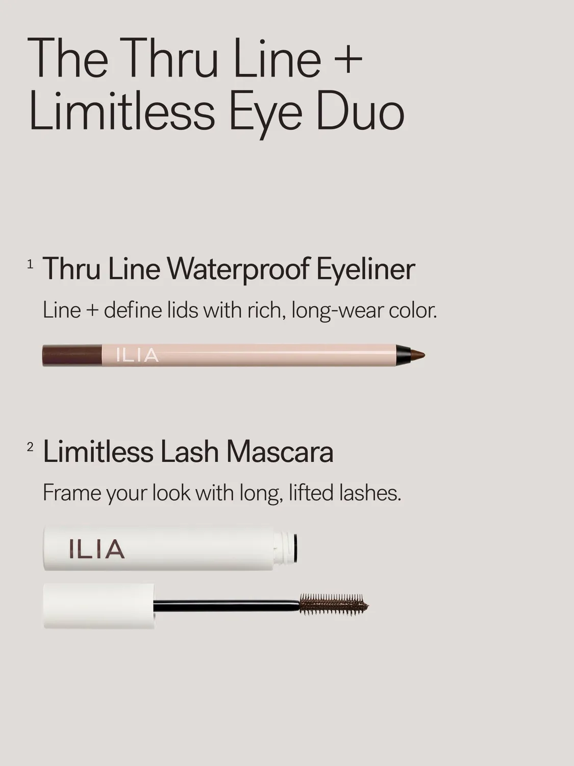 Ilia Thru Line + Limitless Duo yeux eyeliner waterproof