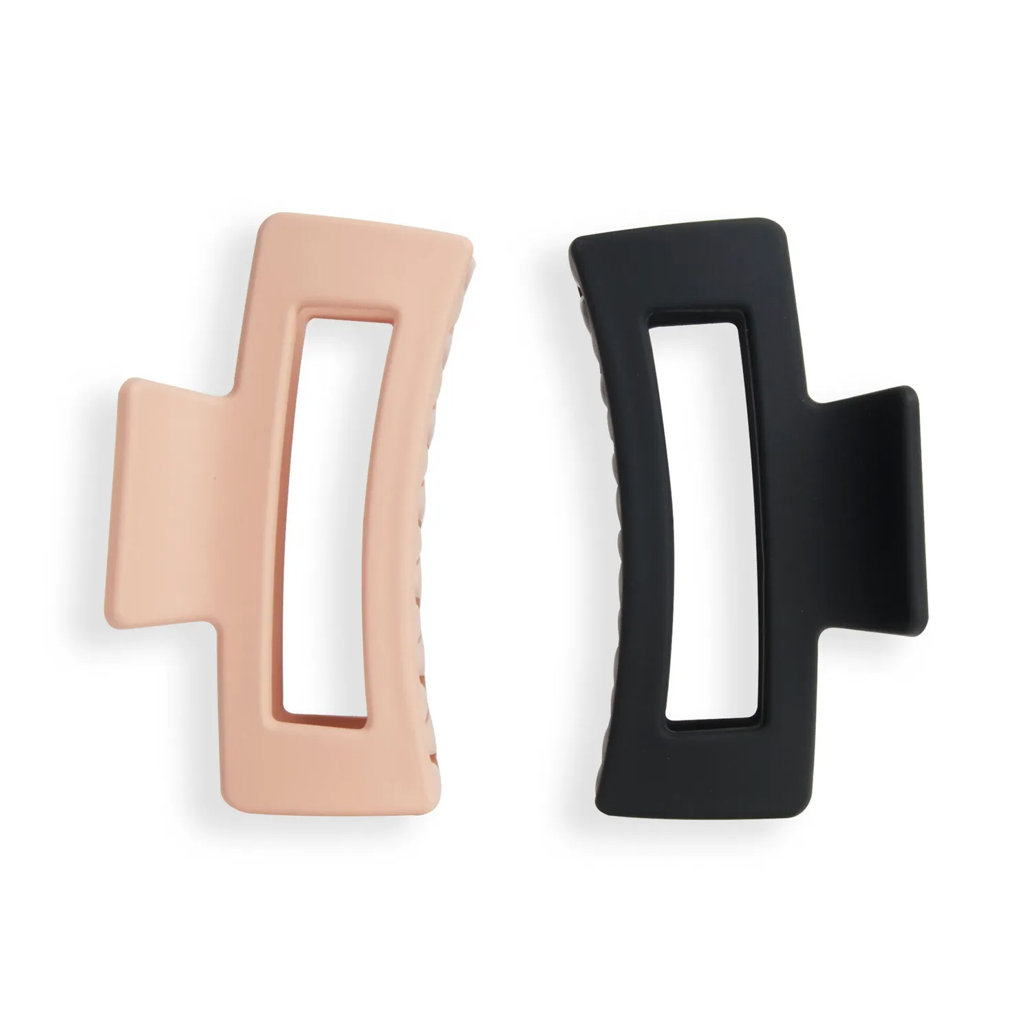 Revolution Rectangle Pince cheveux mate noir nude lot 2 antiglisse