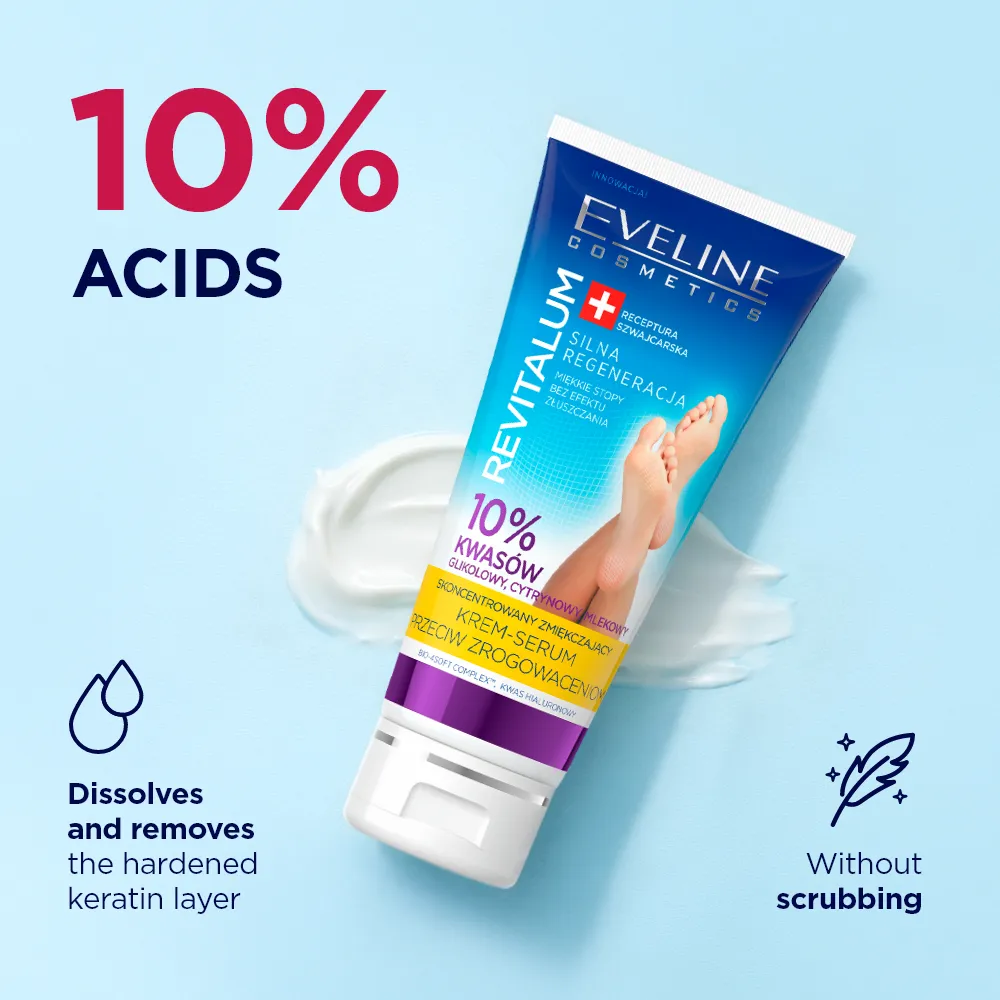 Eveline Revitalum crème sérum pieds anti-callosités 10% AHA