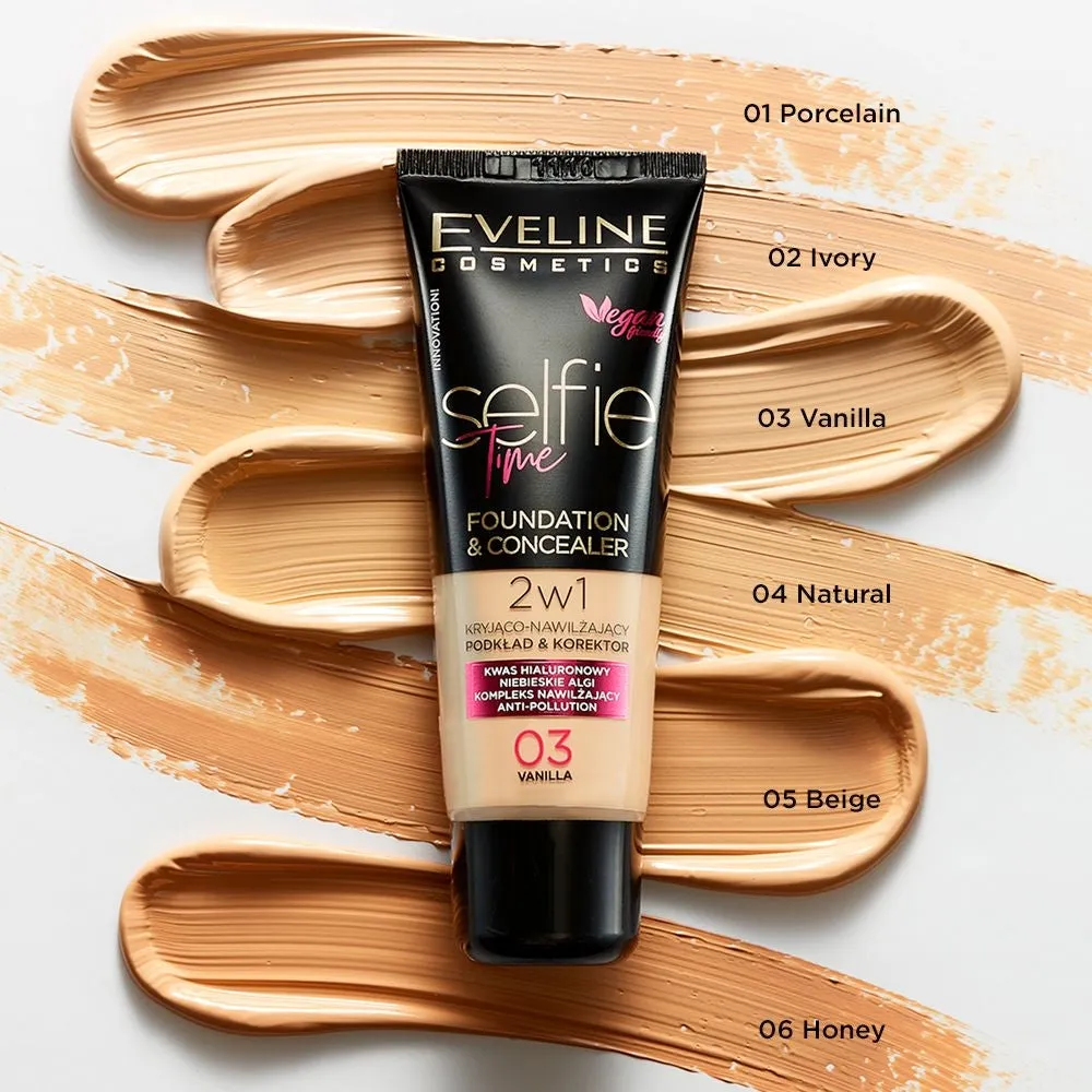 Eveline Selfie Time Fond de Teint 2en1 Correcteur Couvrant