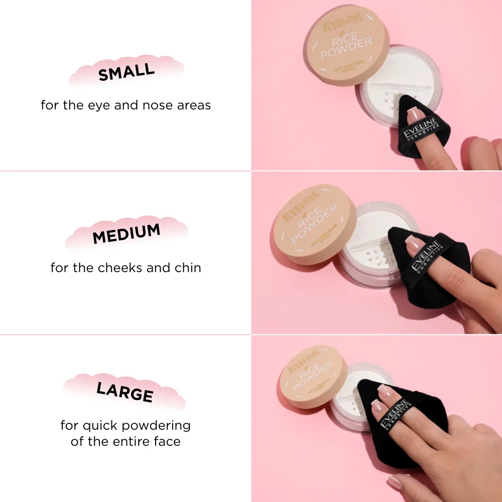 Eveline Cosmetics houppettes poudre lot 3 tailles triangle