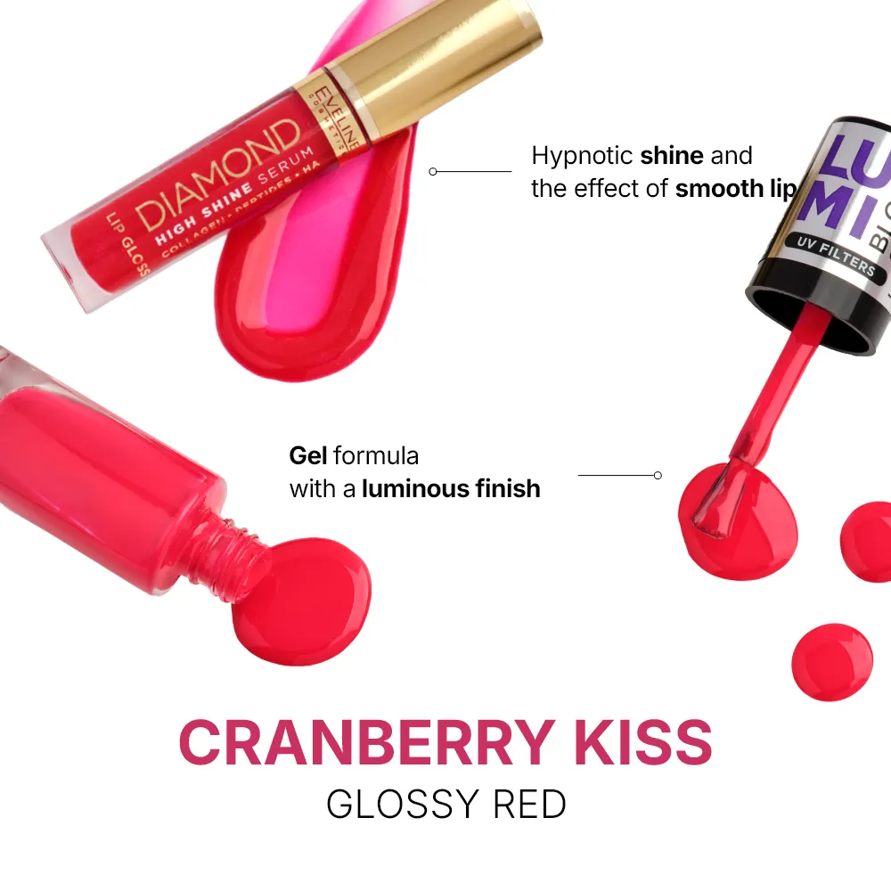 Eveline Cranberry Kiss coffret gloss vernis rouge lumineux