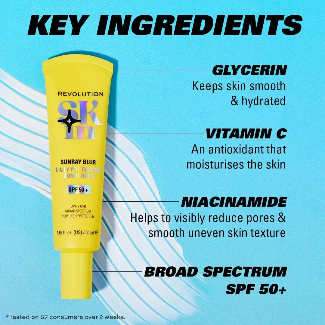 Revolution Sunray Blur crème solaire visage SPF50+ niacinamide