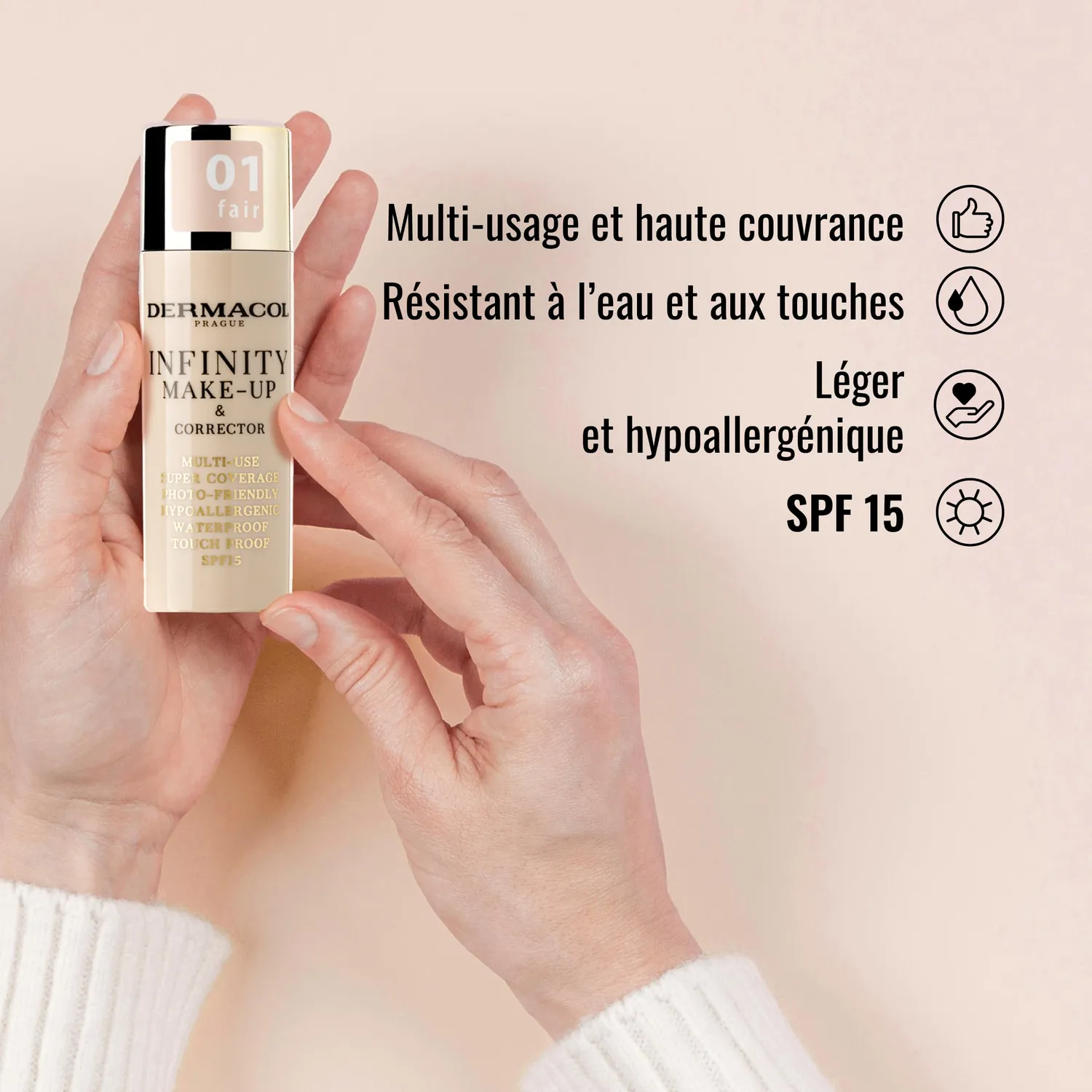 Dermacol Infinity fond de teint 2-en-1 n°01 couvrance totale