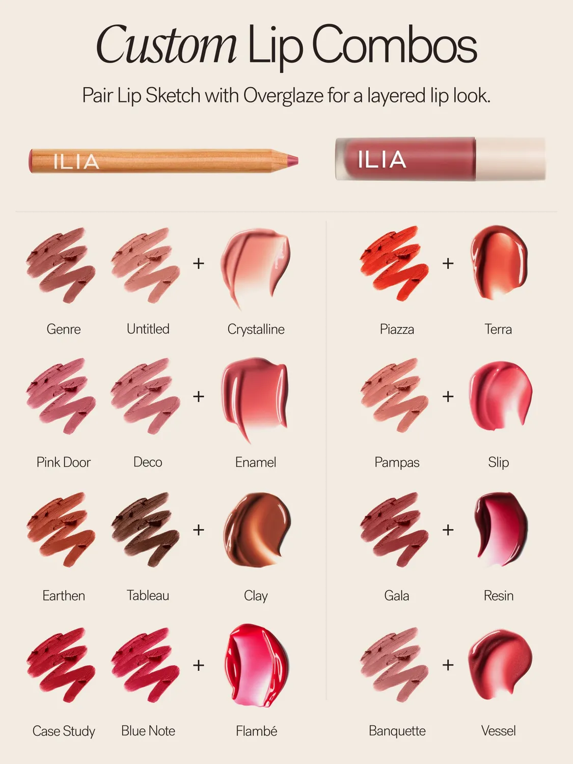 Ilia Sketch + Glaze Lip Combo duo crayon gloss teinte au choix