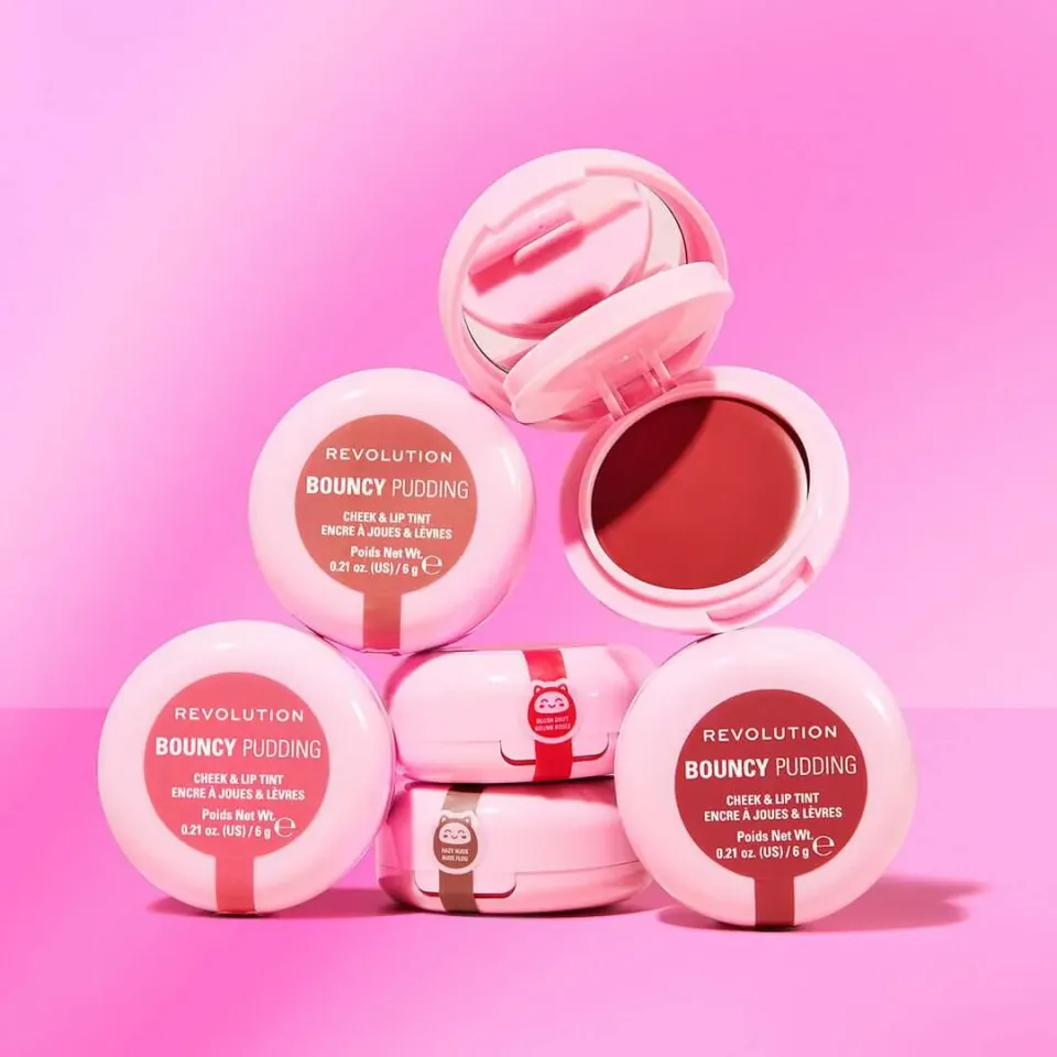 Revolution Bouncy Pudding tinte lèvres joues Peach Veil