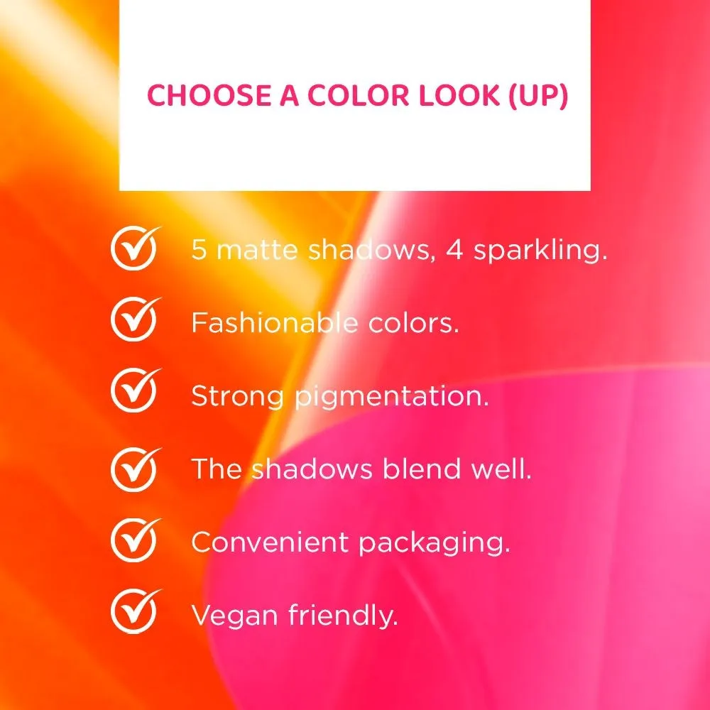 Eveline Look Up palette fards paupières Neon Pink 9 teintes