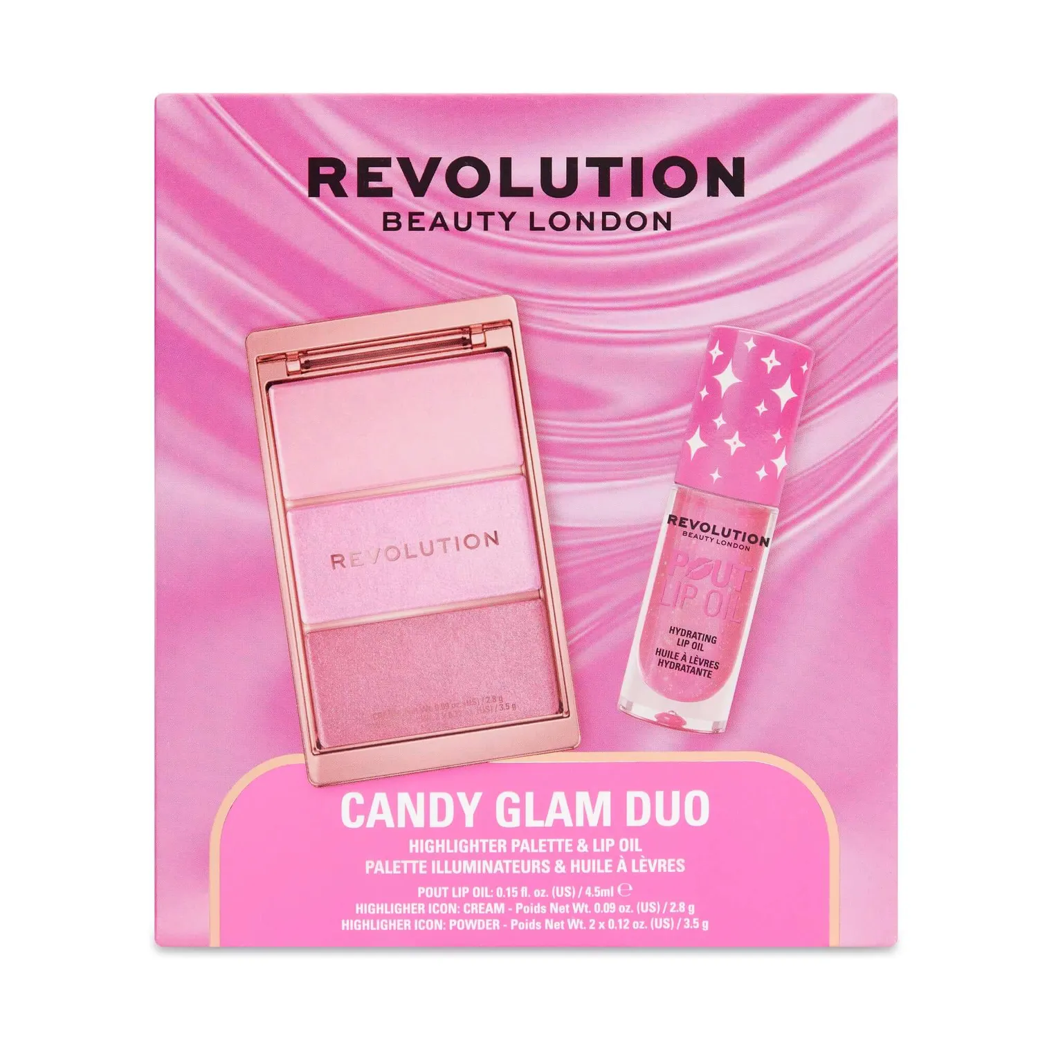 Revolution Candy Glam Lip Oil Highlight Duo coffret rose shimmer