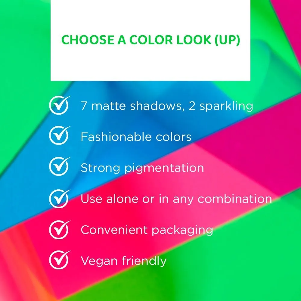 Eveline Look Up palette fards paupières Neon Lime 9 teintes