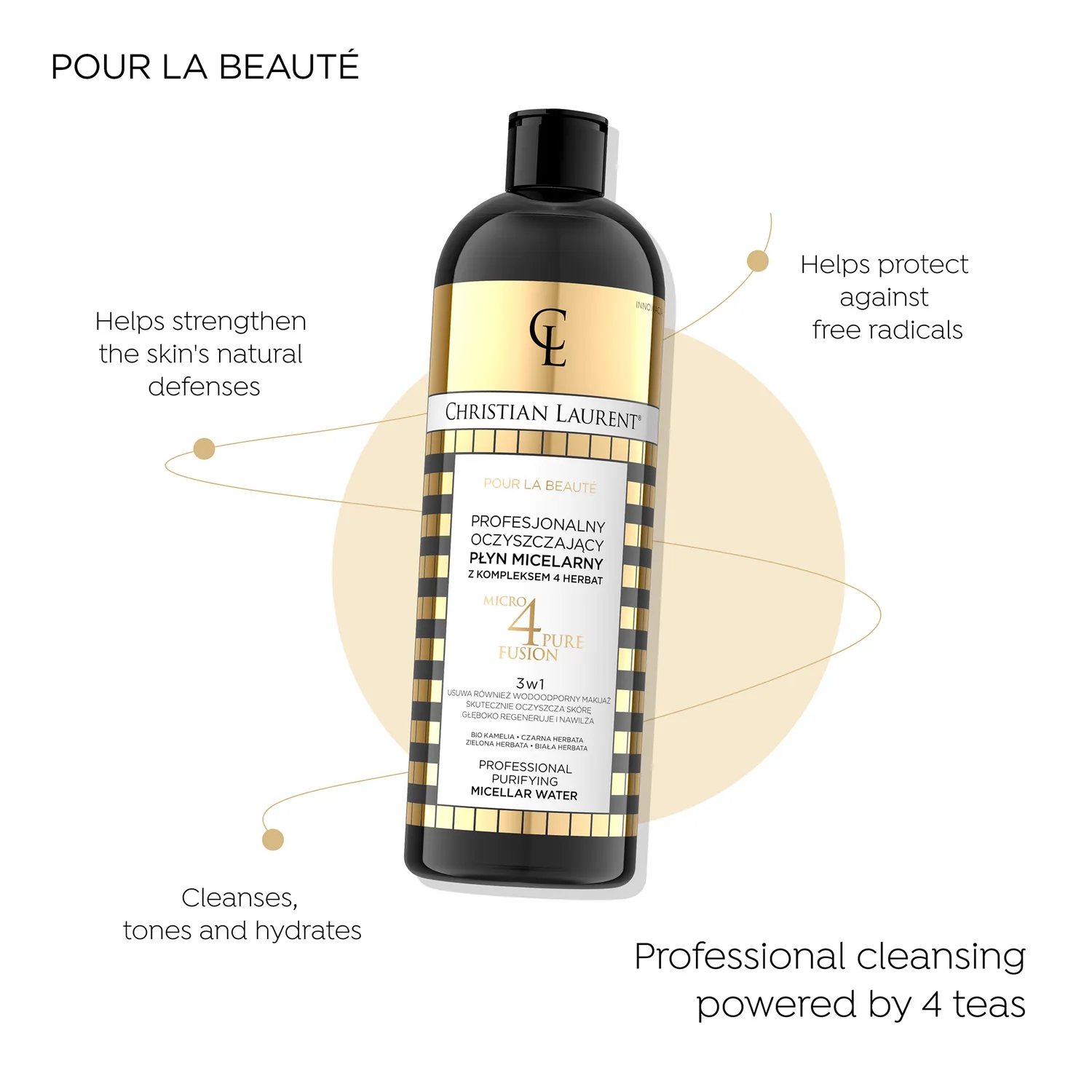 Eveline Christian Laurent eau micellaire 3en1 4 thés nettoyante