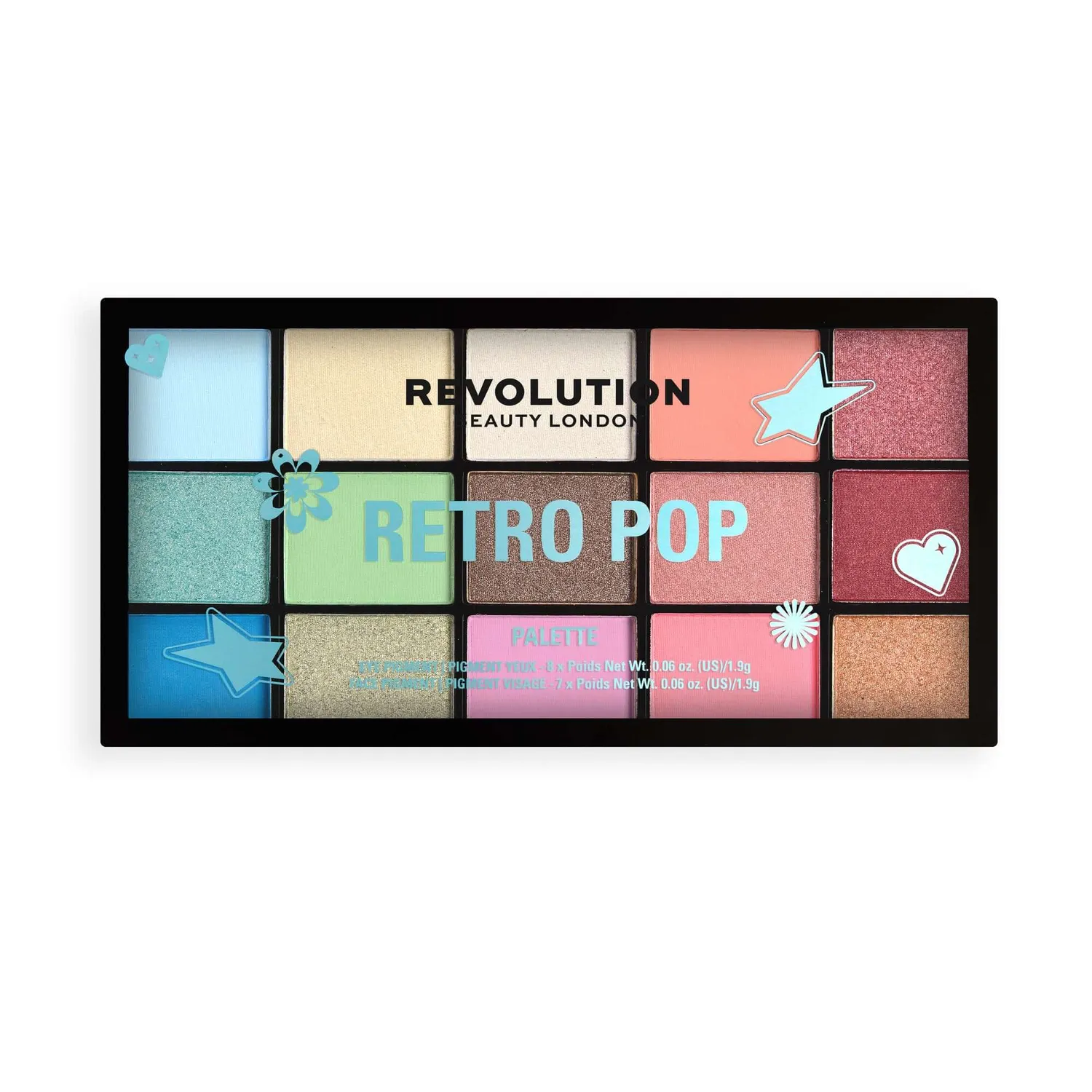 Revolution Reloaded Retro Pop palette fards pastel pop 15 teintes