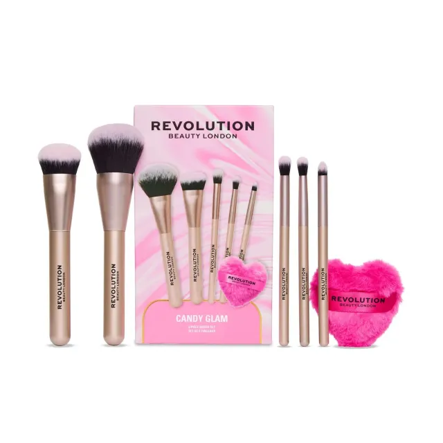 Revolution Candy Glam set 6 pinceaux teint yeux houppette